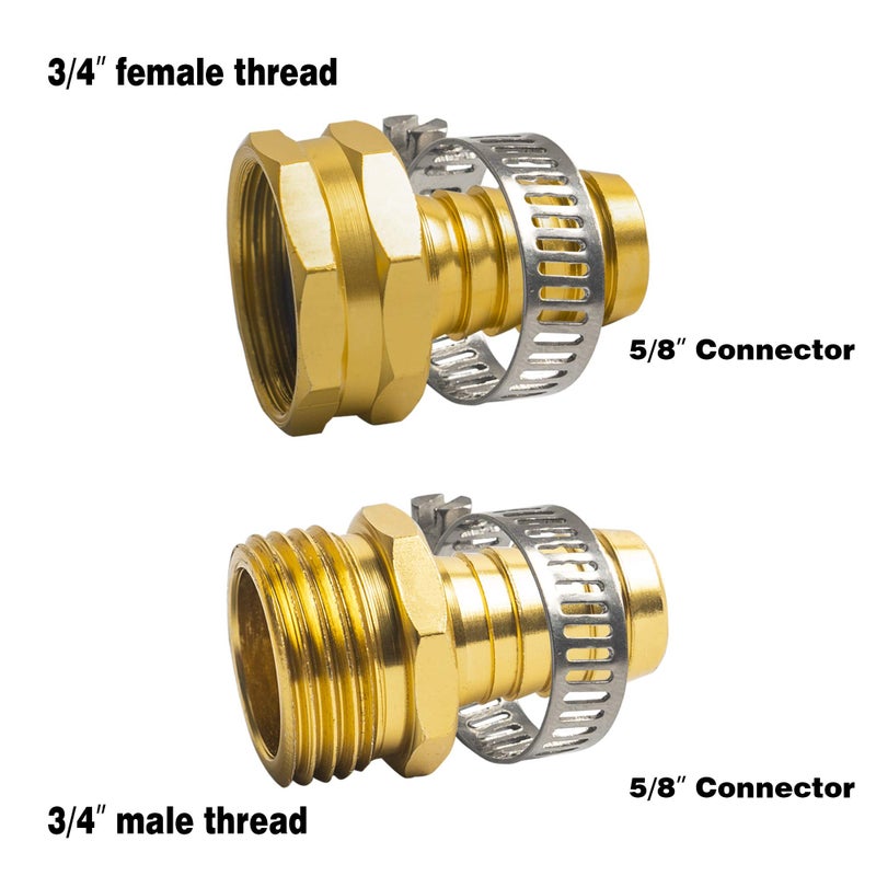 Xiny Tool Hose Repair Connectors with Claps, 5/8" Aluminum Garden Hose Repair Kit, Female and Male Hose Connectors & Fitting with Stainless Steel Clamp, 3 pack - Image 4